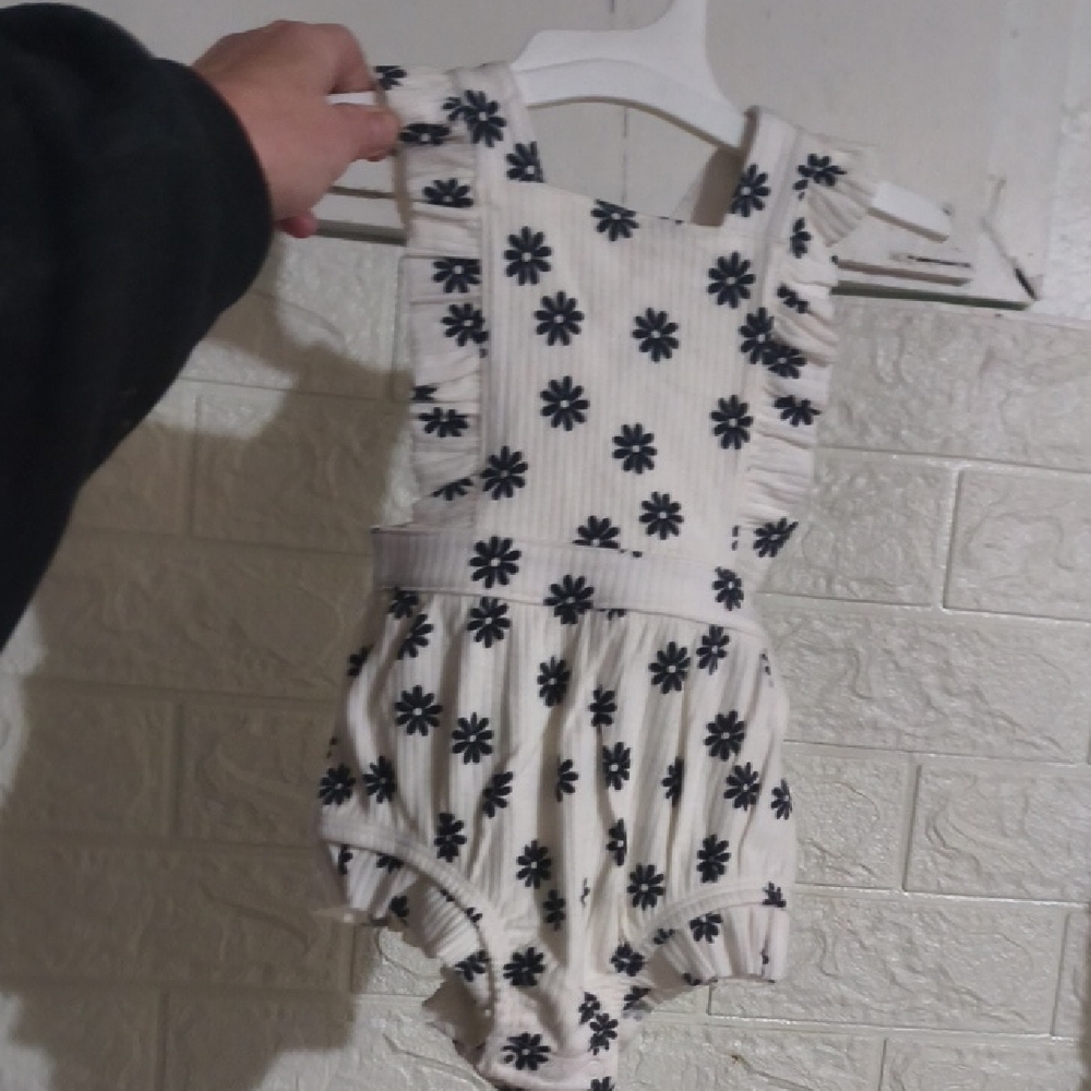 Cat & Jack Cream and Black Floral Romper